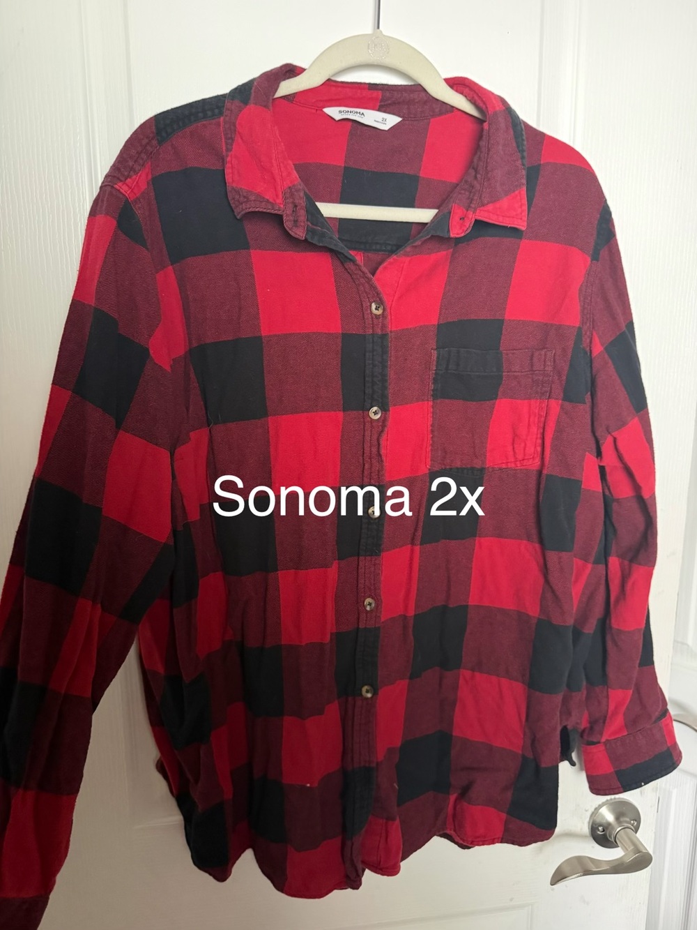 Sonoma Red and Black Buffalo Plaid Button-Down Shirt - Women’s 2X
